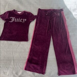 Juicy Couture Purple velour shirt/pant Rhinestone "Juicy" Logo size medium